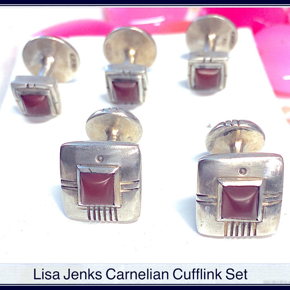 Lisa Jenks Carnelian Sterling Silver Cufflink Set